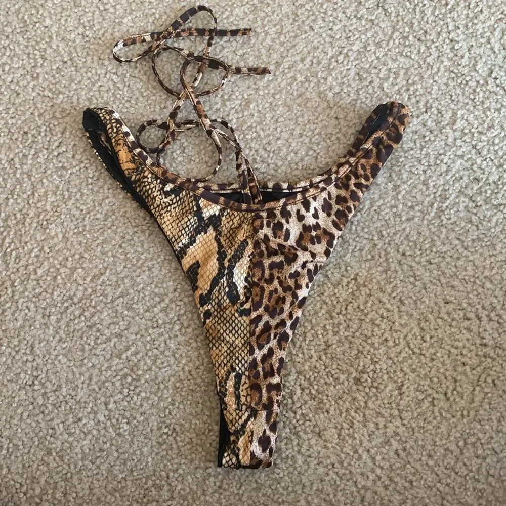 Leopard Print Bikini Bottoms Size L